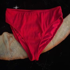 Red high rise bikini bottoms